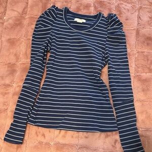 Striped Navy and White Long-Sleeve Women’s Top from anthropologie
